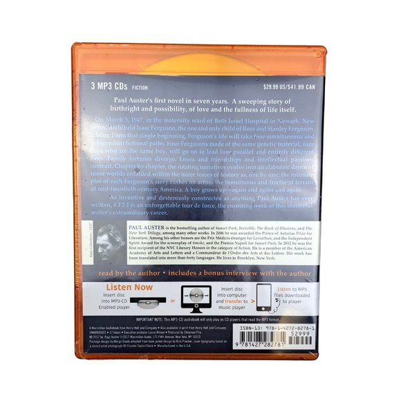 4321 Paul Auster Audio Book CD Unabridged Read By Author 37 Hours Compact Disc - Picture 4 of 4